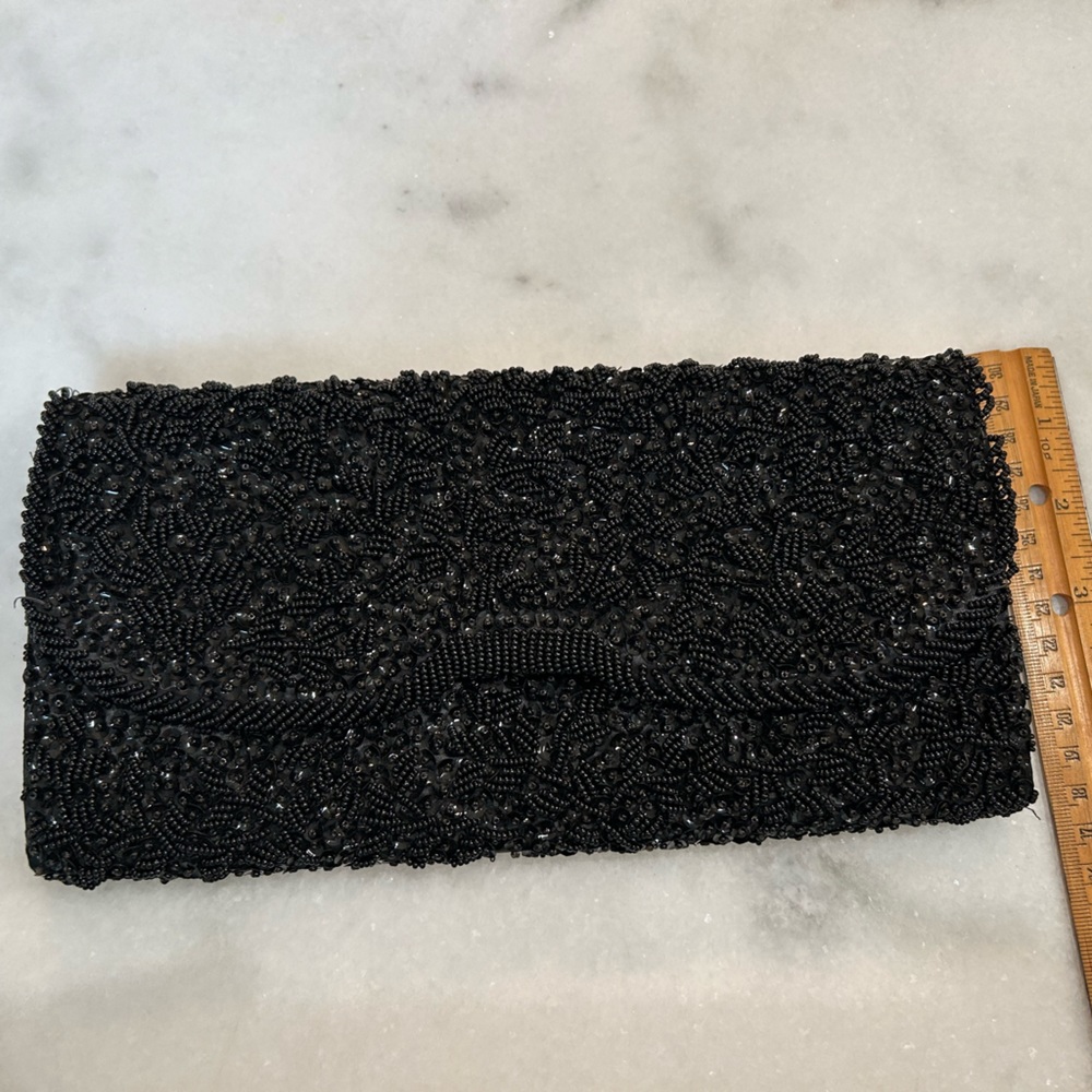 Hand Beaded Black Handbag / Clutch. AS IS